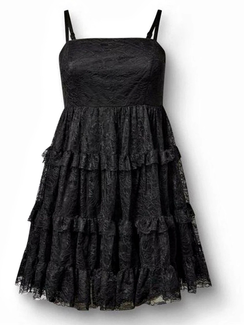 Torrid Black Lace Sheer Ruffle Mini Dress